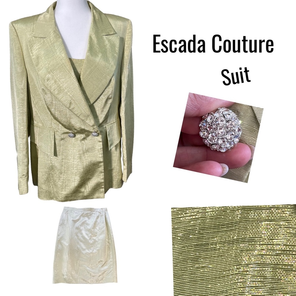 Escada Couture 3 Piece Suit Skirt Wedding Attire Formal Wear size 42 & 44